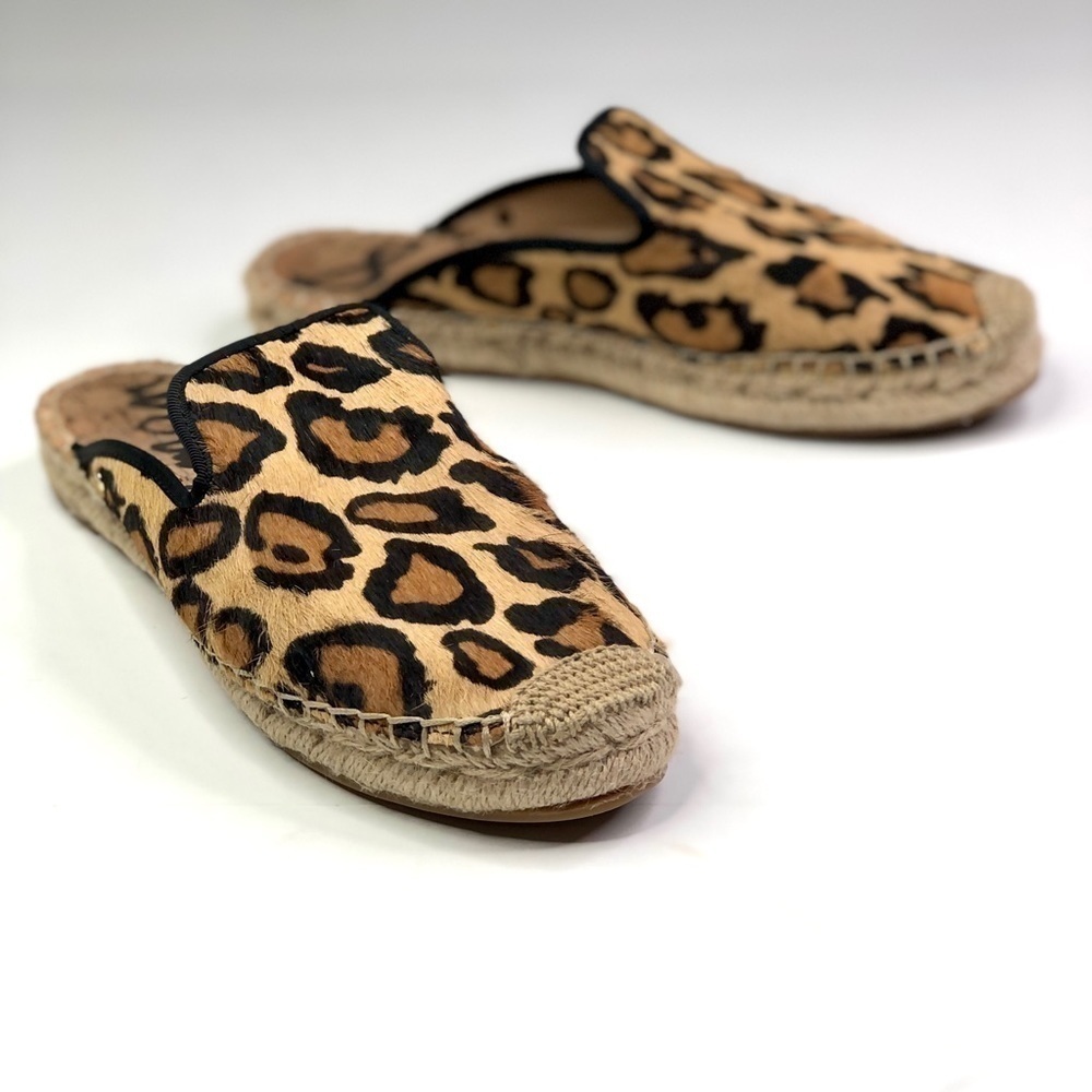 Sam Edelman Kerry calf hair mule espadrilles leopard print 8.5